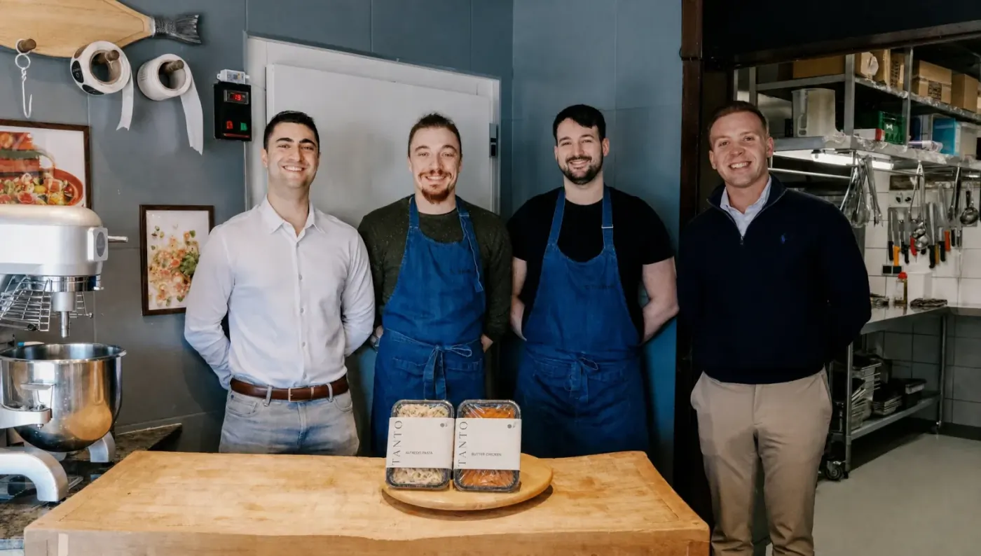 Javier, Thomas, Jonathan and Brice, in the kitchen in Auderghem